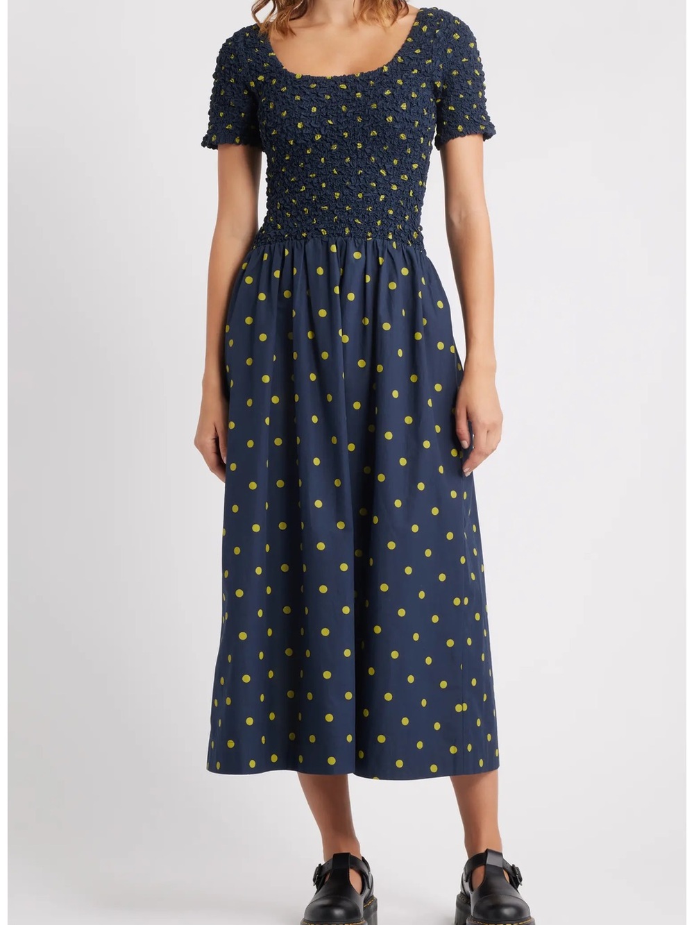 Malinda Polka Dot Super Smocked Organic Cotton Dress